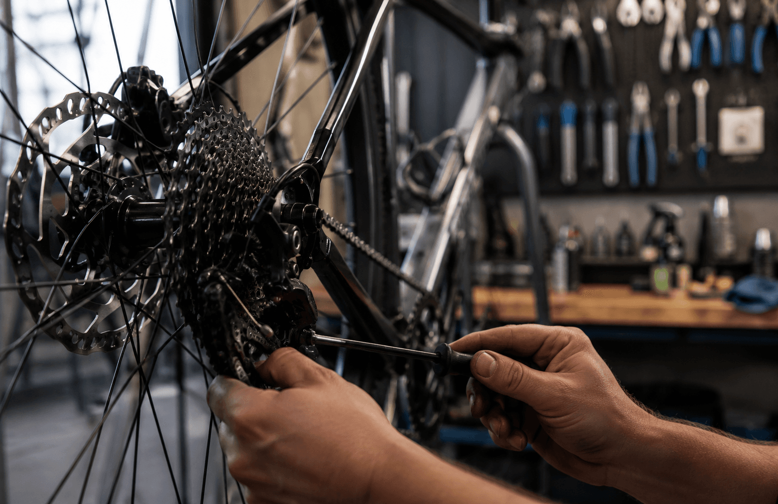 Reparation og indstilling af cykelgear i værkstedet